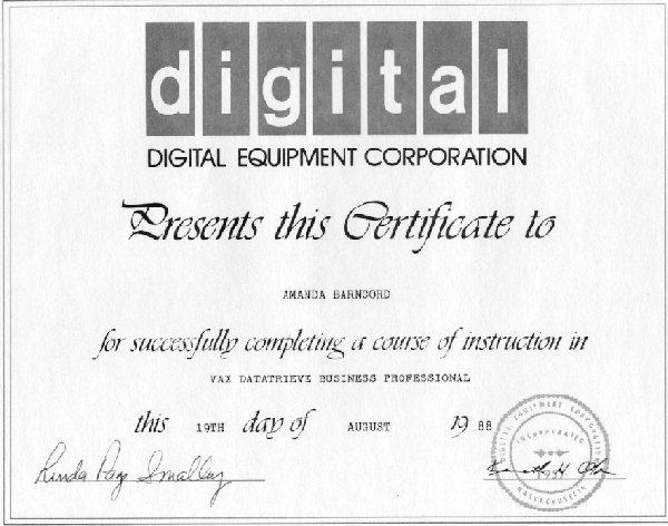 Digital Equipment Corporation: VAX Datatrieve
Business Professional